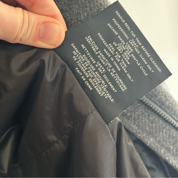 Andrew Marc Graphite Gray Wool Fox Fur Leather Trim Hooded Lined Peacoat Size 4 - Picture 10 of 12